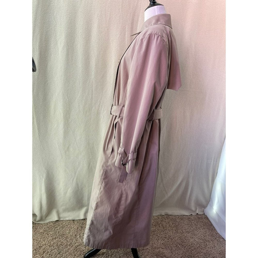 London Fog Khaki (Tan) Long Button Front Waist Belt Trench/Overcoat, Size 16W - Picture 9 of 12